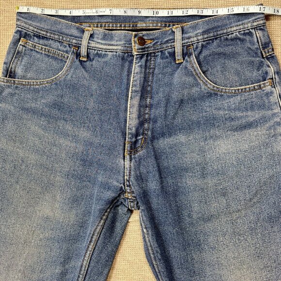 Key Jeans Mens Blue Denim Straight Leg Pants Flannel Lined Pockets Size 34X32 - Picture 9 of 12